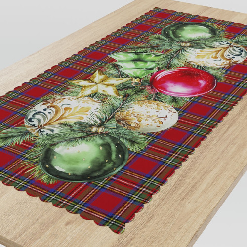 Bieżnik z tkaniny wodoodpornej z intensywnym nadrukiem świątecznym po całości, rozmiar 50x100 cm, Bombki