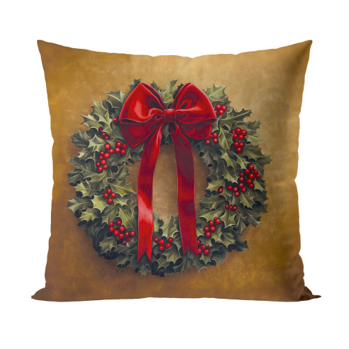 Welwetowa poszewka dekoracyjna ze świątecznym nadrukiem, rozmiar 40x40 cm, Elegancka Girlanda