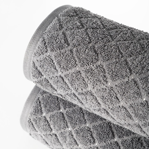 Ciemny szary ręcznik bawełniany z ozdobną srebrną nitką, 2 rozmiary, Oliwier