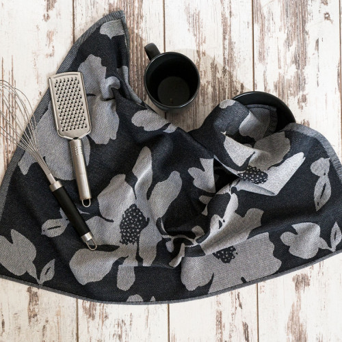 Bawełniana ścierka kuchenna, kolor czarny, rozmiar 50x70 cm, Sofiko