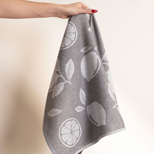 Bawełniana ścierka kuchenna, kolor szary, rozmiar 50x70cm, Cytrynka