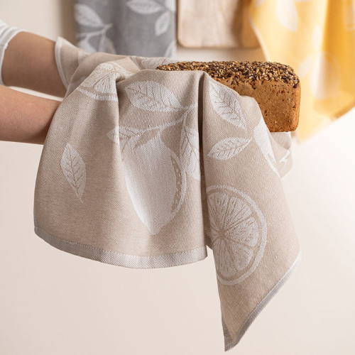 Bawełniana ścierka kuchenna, kolor beżowy, rozmiar 50x70 cm, Cytrynka