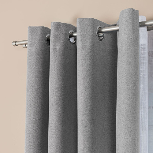 Gotowa zasłona do salonu 100% zaciemniająca na przelotkach, kolor ciemny  szary, dostępna w kilku rozmiarach