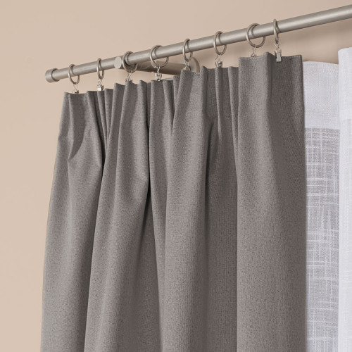 Gotowa zasłona do salonu 100% zaciemniająca na taśmie kolor szary, dostępna w kilku rozmiarach