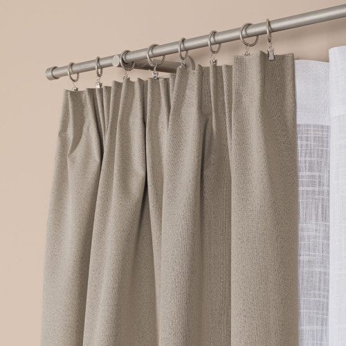 Gotowa zasłona do salonu 100% zaciemniająca na taśmie, kolor jasny beżowy, dostępna w kilku rozmiarach