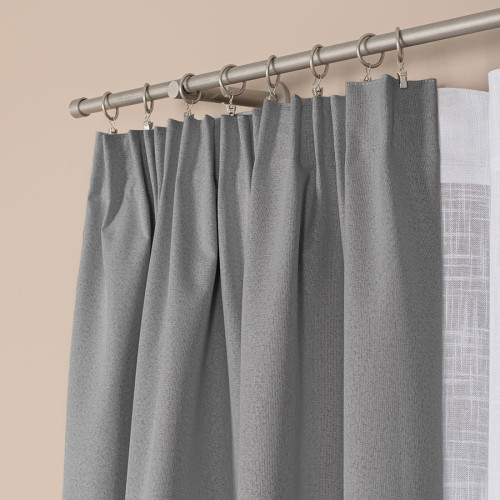 Gotowa zasłona do salonu  na taśmie  100% zaciemniająca, kolor ciemny szary, dostępna w kilku rozmiarach