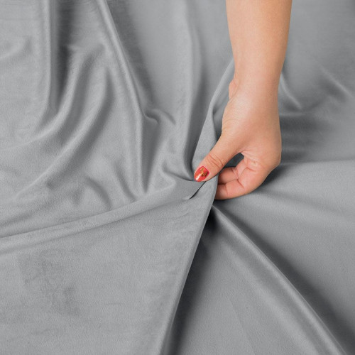 Ekskluzywny materiał na zasłony do salonu Velvet, wysokość 300 cm, kolor jasny szary - sprzedawana na metry