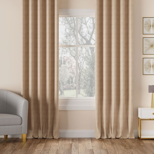 Nowoczesna zasłona welurowa Milas do szyny sufitowej kolor cappuccino - szyta na wymiar