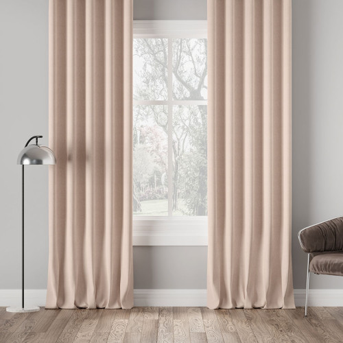 Nowoczesna zasłona do salonu Milas na taśmie wave, kolor kremowy - szyta na wymiar