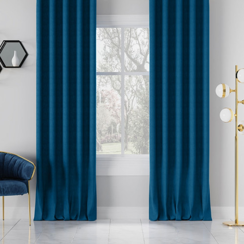 Nowoczesna zasłona welurowa Milas do szyny sufitowej kolor ciemny niebieski - szyta na wymiar