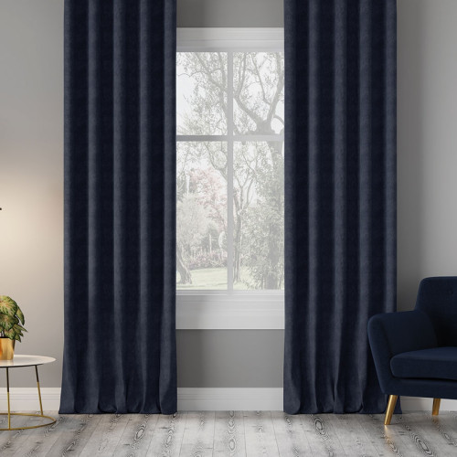 Nowoczesna zasłona Milas na fleksach kolor granatowy