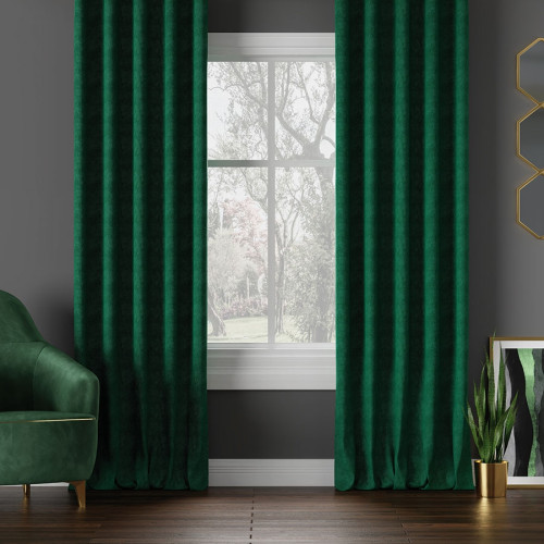 Nowoczesna zasłona welurowa Milas na tunelu kolor szmaragdowy - szyta na wymiar
