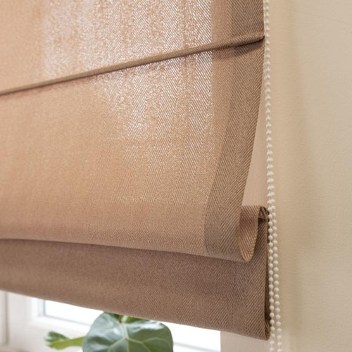 Gotowa roleta rzymska z tkaniny strukturalnej Jodełka, kolor ciemny beżowy, 160x160 cm