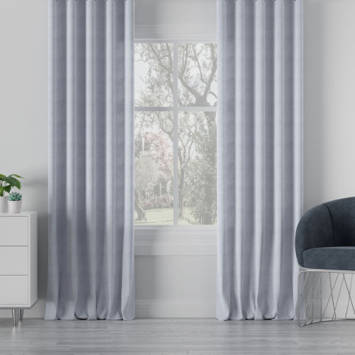 Nowoczesna zasłona Milas na taśmie kolor pastelowy niebieski - szyta na wymiar