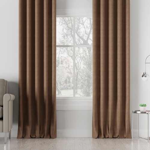 Nowoczesna zasłona Milas na fleksach kolor ciemny kawowy - szyta na wymiar