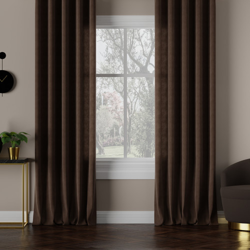 Nowoczesna zasłona Milas na taśmie, kolor ciemny brązowy - szyta na wymiar