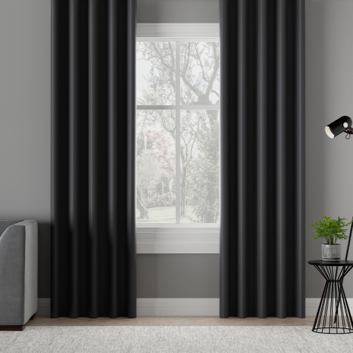 Zasłona zaciemniająca do salonu do szyny sufitowej, kolor ciemny szary Dona - szyta na wymiar