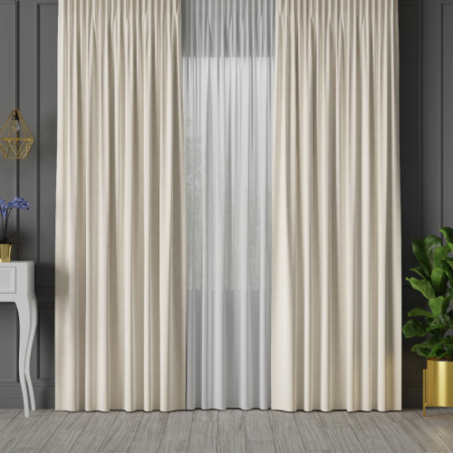 PREMIUM ALLURE Ekskluzywna zasłona na fleksach Velvet, kolor ecru - szyta na wymiar