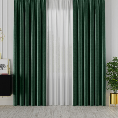PREMIUM ALLURE Ekskluzywna zasłona na fleksach Velvet, kolor ciemny zielony - szyta na wymiar
