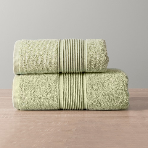 Szałwiowy ręcznik bawełniany Naomi z elegancką bordiurą