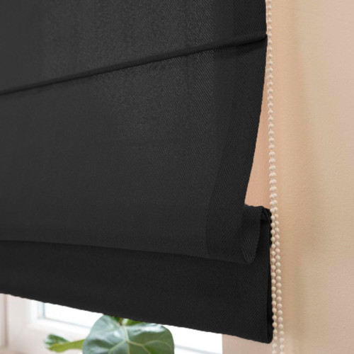 Nowoczesna roleta rzymska do kuchni ze wzorem Jodełka, kolor czarny - szyta na wymiar