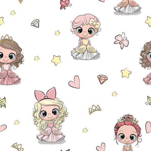 Tkanina zasłonowa drukowana, kolor odcienie różowego, szerokość 140 cm, Princess - sprzedawana na metry