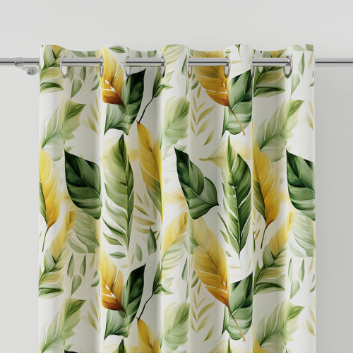 Zasłona velvet drukowana na przelotkach kolor zielony, Olive - szyta na wymiar