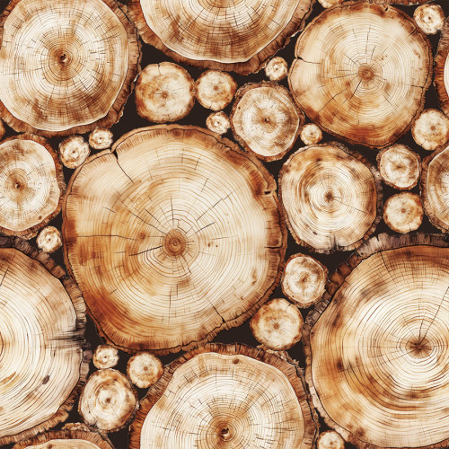 Tkanina wodoodporna, drukowana w kolorze brązowym, szerokość 160 cm, Pieńki - sprzedawana na metry