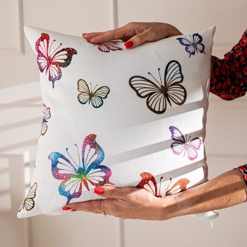 Poszewka welurowa do pokoju dziecka, Motylki rozmiar 40x40 cm