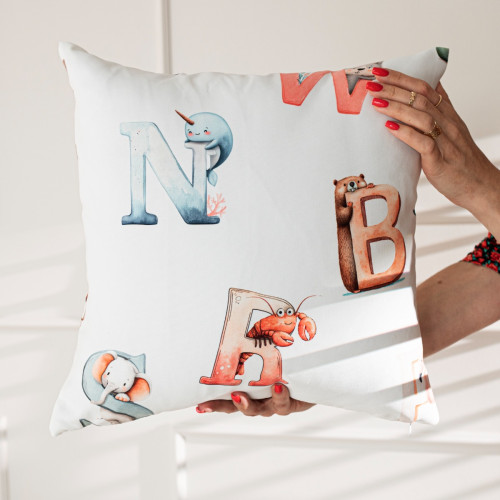 Poszewka welurowa do pokoju dziecka, Alfabet rozmiar 40x40 cm