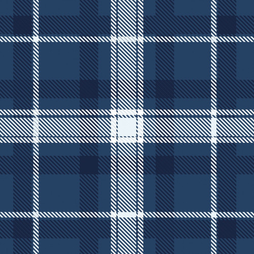 Wodoodporny materiał na zasłony lub obrusy, z nadrukiem kraty w tonacji granatowej, szerokość 160 cm, Kadena - sprzedawany na metry