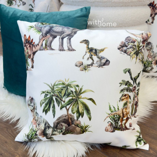 Poszewka welurowa do pokoju dziecka, Dinozaury, rozmiar 40x40 cm