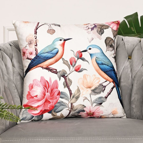 Poszewka dekoracyjna welwetowa z kolorowym nadrukiem, rozmiar 40x40 cm, Marika