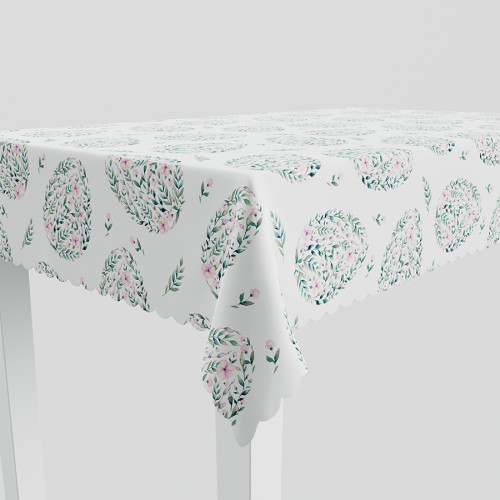 Obrus z tkaniny wodoodpornej, świąteczny nadruk w tonacji różowej, na chmurce, Jajko - szyty na wymiar