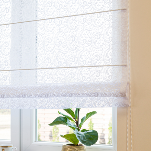 Roleta rzymska żakardowa ze wzorem po całości, kolor biały, rozmiar 160x160 cm