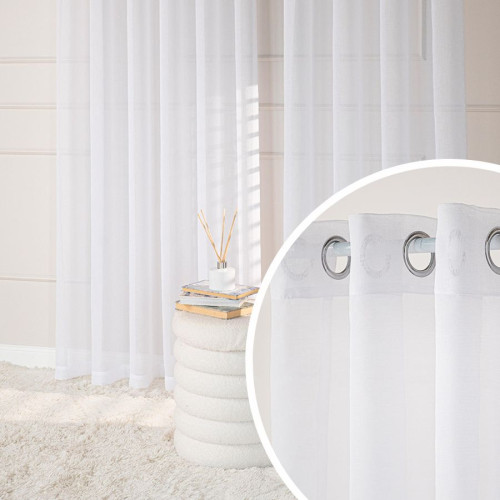 Firana gotowa na przelotkach do salonu gładka biała dwa rozmiary Etamina