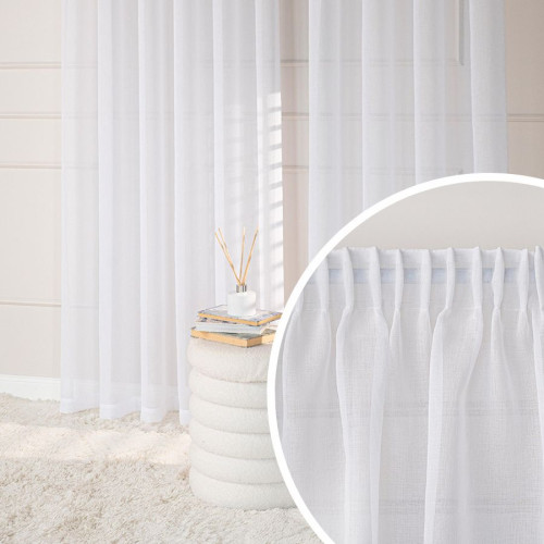 Firana gotowa na taśmie do salonu gładka biała dwa rozmiary Etamina