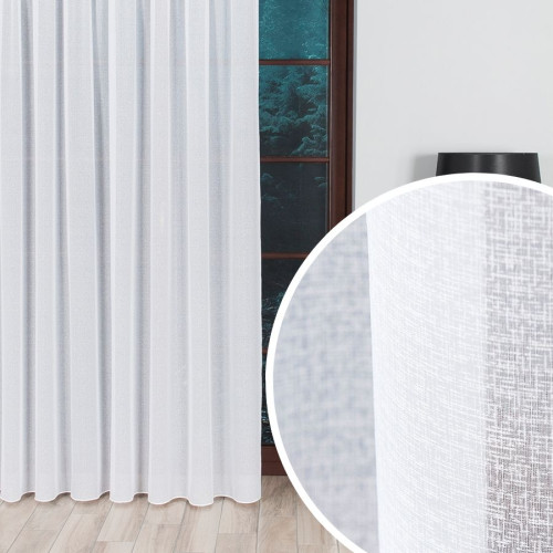 Gładka firana francuski woal sable na fleksach, kolor off-white, wysokość do 310 cm - szyta na wymiar