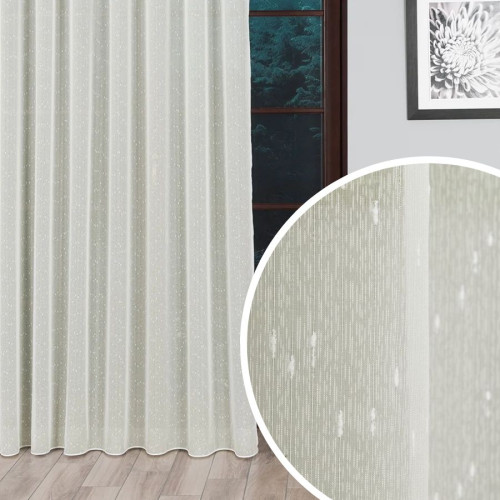 Firanka deszczyk na tunelu z obciążnikiem, kolor kremowy, wysokość do 310 cm- szyta na wymiar