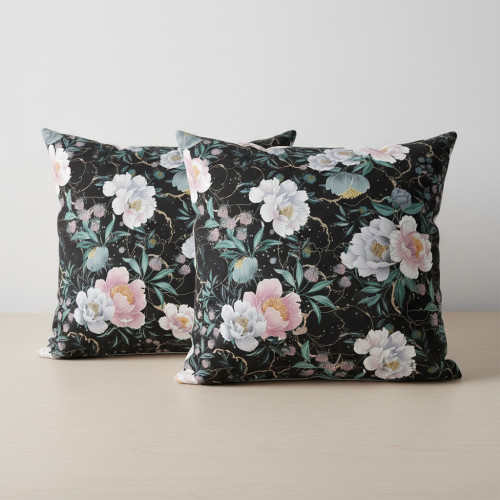Welwetowa poszewka dekoracyjna, dwustronny kwiatowy nadruk, rozmiar 40x40 cm, FLAURA