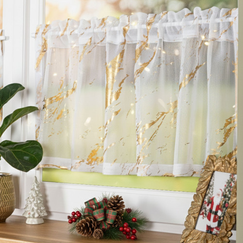 Zazdrostka do kuchni nowoczesna etamina złoty nadruk Marmurek