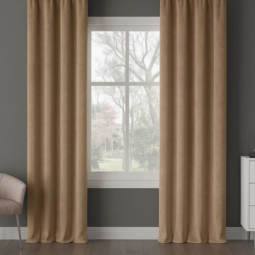 Nowoczesna zasłona do sypialni welurowa Milas kolor ciemny ciepły brązowy - szyta na wymiar