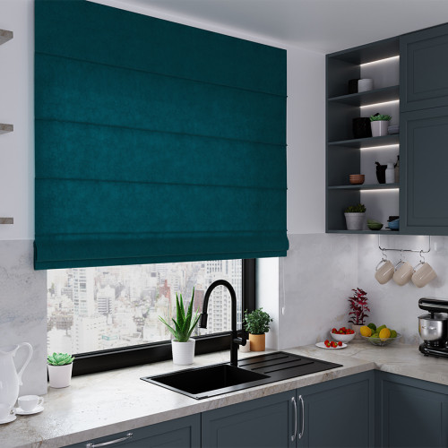 Nowoczesna roleta rzymska Milas kolor ciemny turkusowy - szyta na wymiar