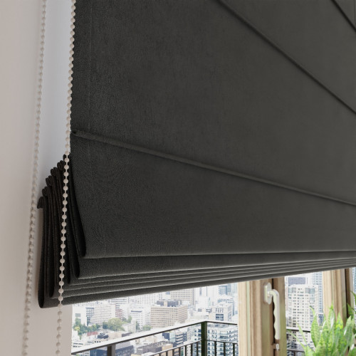 Nowoczesna roleta rzymska Milas kolor grafitowy - szyta na wymiar