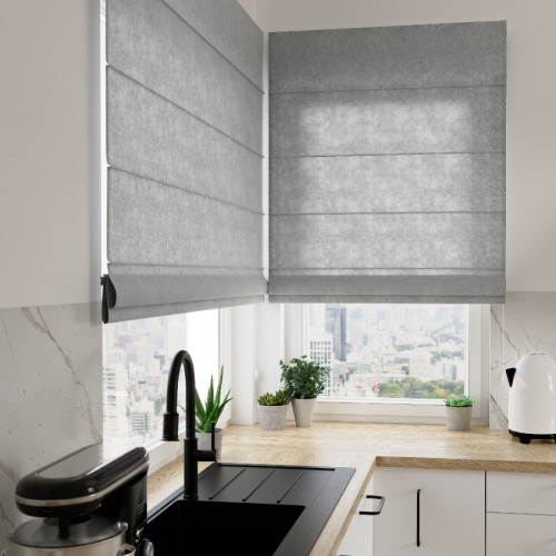 Nowoczesna roleta rzymska Milas kolor chłodny szary - szyta na wymiar