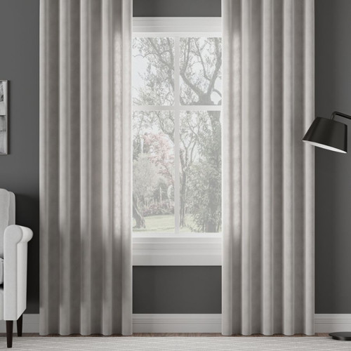 Zasłona do salonu welurowa na fleksach Milas kolor stalowy - szyta na wymiar