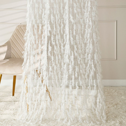 Firana do salonu na przelotkach bez prasowania piórka 140x250 cm kolor biały FETTERA + woreczek do prania GRATIS