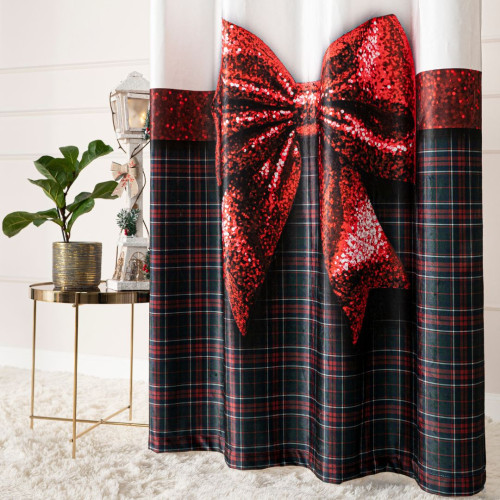 Gotowa zasłona welwetowa z nadrukiem 3D Brokatowa Kokarda, 140x250 cm - WERSJA LIMITOWANA 