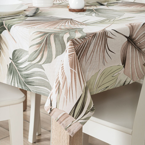 Obrus z tkaniny wodoodpornej z wielokolorowym nadrukiem liści, dwa rozmiary, Lush