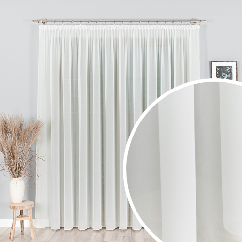 Kremowa firana gładka z obciążnikiem na taśmie, wysokość do 300 cm - szyta na wymiar 